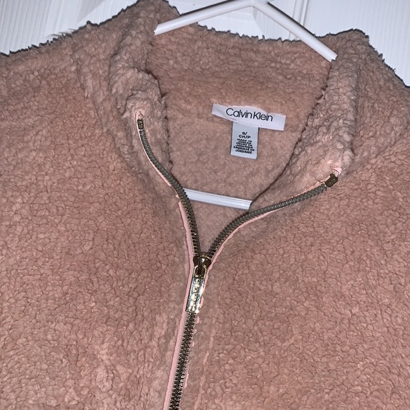 Calvin Klein light pink zip up fuzzy fleece - Picture 2 of 4